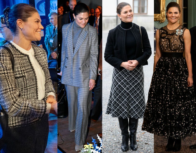Kronprinsessan Victoria i 2023 års kungliga look: Bara grått och svart. Kronprinsessan Victoria klädd i grått och svart
