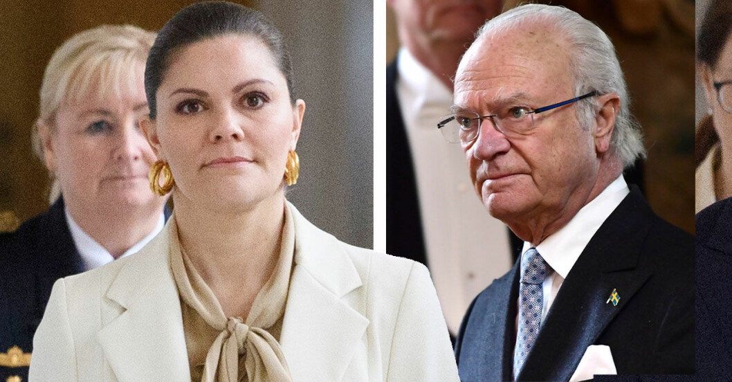 Att statschefen och tronföljaren inte får träffas handlar givetvis om att monarkin till varje pris måste skyddas. Kungen och kronprinsessan Victoria.