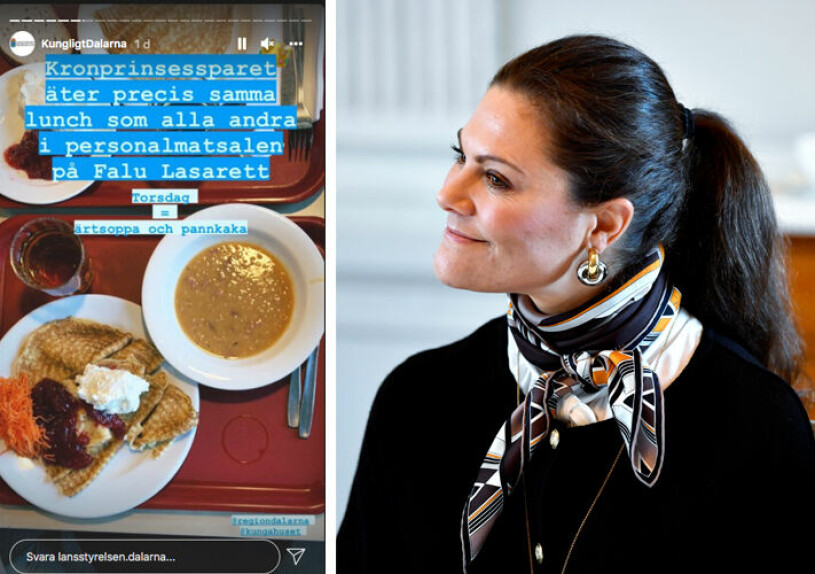 Dagens prinsesslunch. Kronprinsessan Victoria Lunch Ärtsoppa Pannkaka