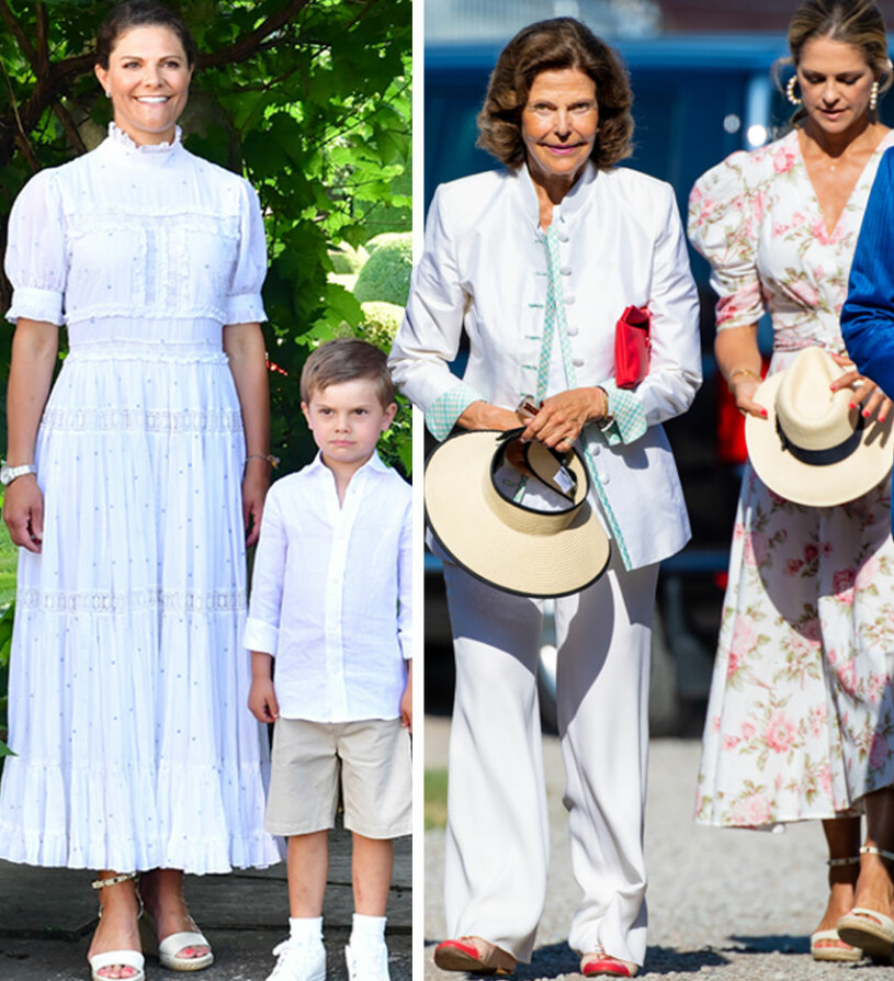 Drottning Silvia i byxor på Victoriadagen – det har vad vi kan påminna oss aldrig hänt tidigare! Kronprinsessan Victoria klänning By Malina Drottning Silvia byxdräkt Victoriadagen 2021