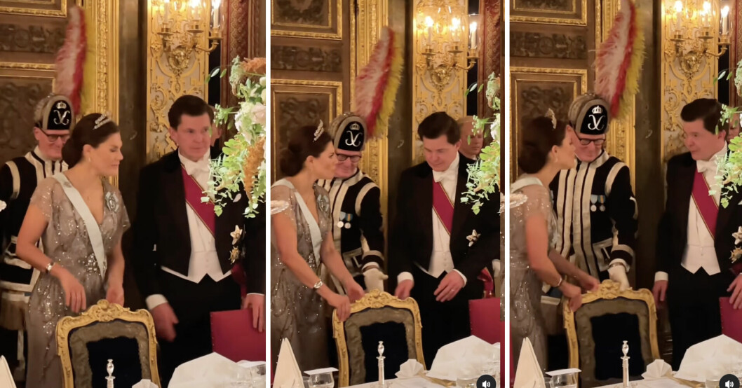 Kronprinsessan Victoria och Andreas Norlén på kungamiddagen