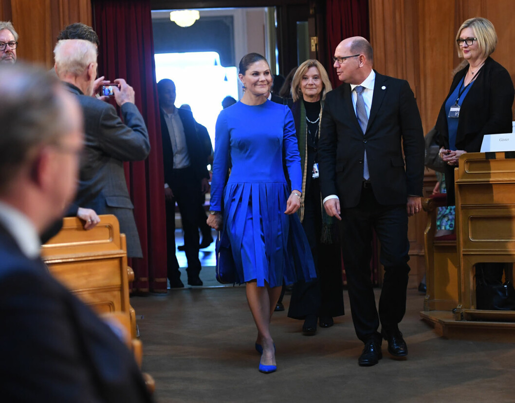 Kronprinsessan Victoria 2017, i sin mammas klänning. Kronprinsessan Victoria 2017, i sin mamma drottning Silvias klänning.