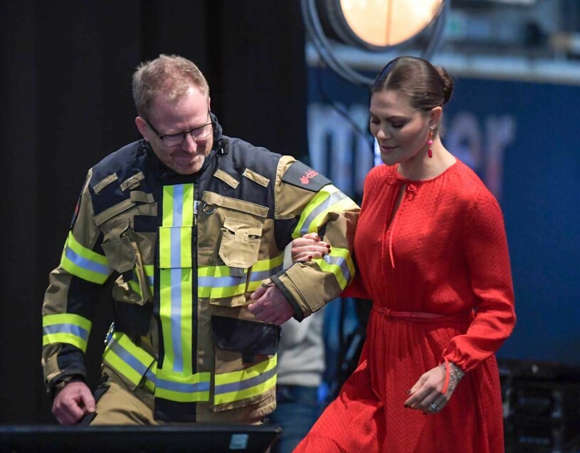 2018 hyllade kronprinsessan Victoria Stockholms brandförsvar vid en ceremoni i Stockholm. Kronprinsessan Victoria Stockholms brandförsvar
