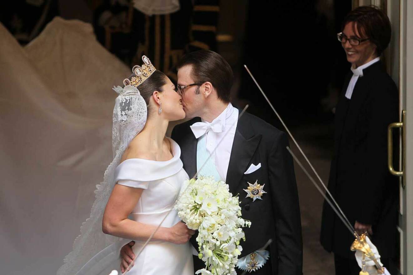 Kyssen Victoria och Daniel gav varandra, bröllop 2010. 
