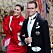 Kronprinsessan Victoria i röd klänning på kungens Nobelmiddag 2019.