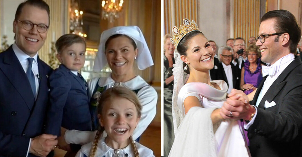 Kronprinsessparet minns bröllopsdagen för 10 år sedan! Kronprinsessan Victoria, prins Daniel, prinsessan Estelle och prins Oscar