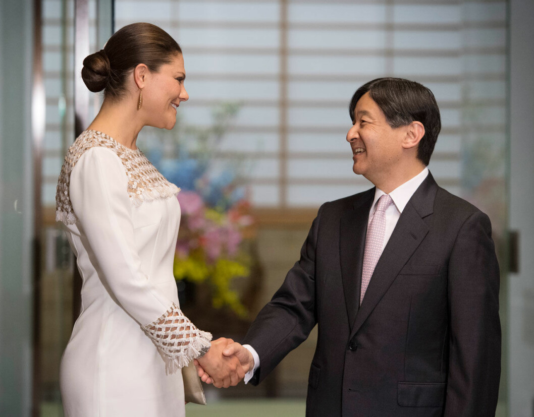 Kronprinsessan Victoria med kejsar Naruhito. Kronprinsessan Victoria med kejsar Naruhito.