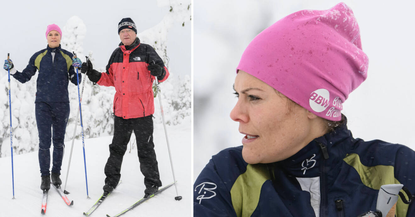 Kronprinsessan Victoria åker skidor med kung Carl Gustaf i Sälen