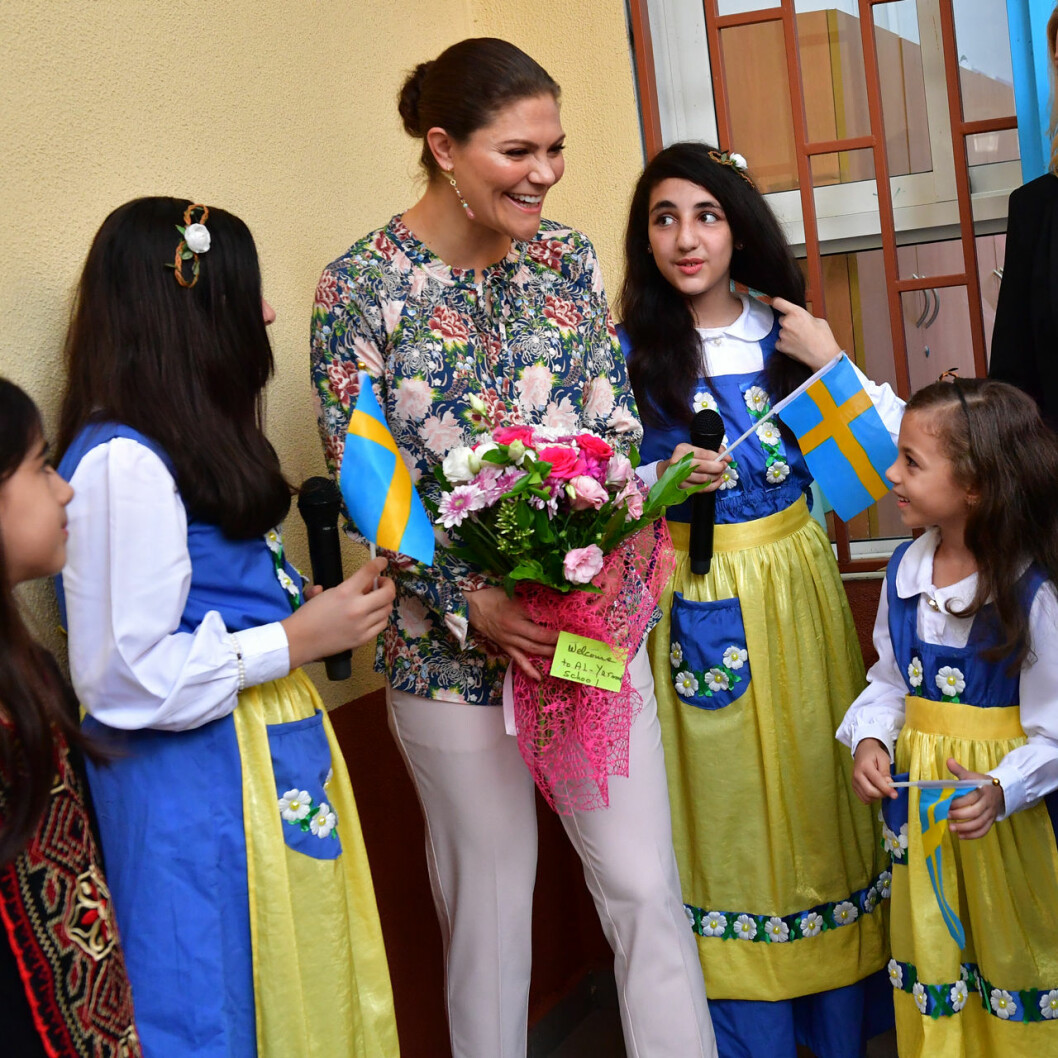 Så fint. Men också så mycket känslor. Kronprinsessan Victoria i flyktingläger i Beirut.