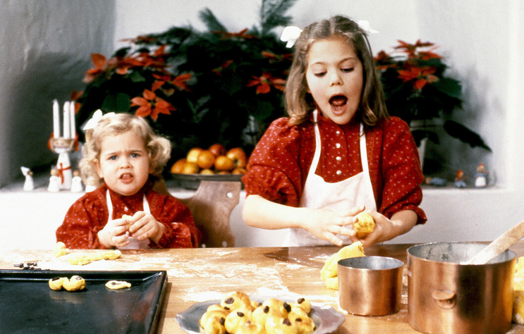Victoria och Madeleine julfotografering 1984