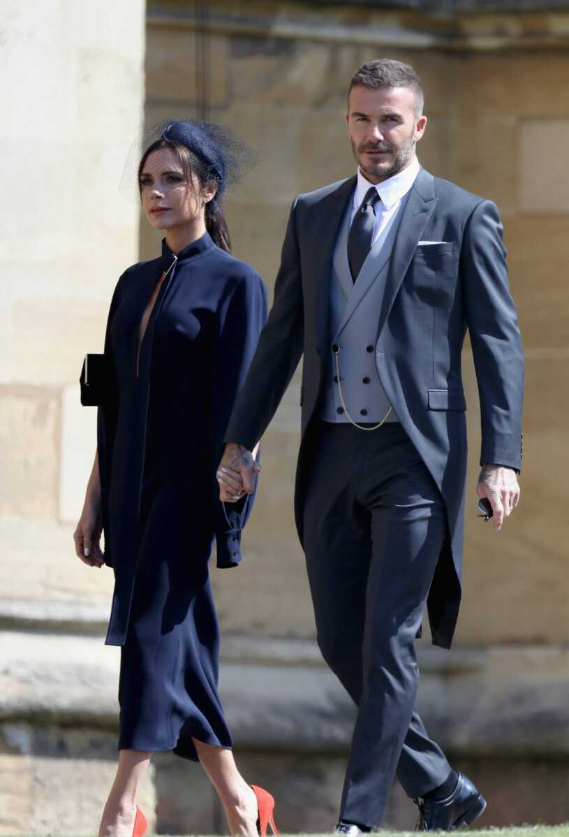 Victoria och David Beckham påväg till vigseln