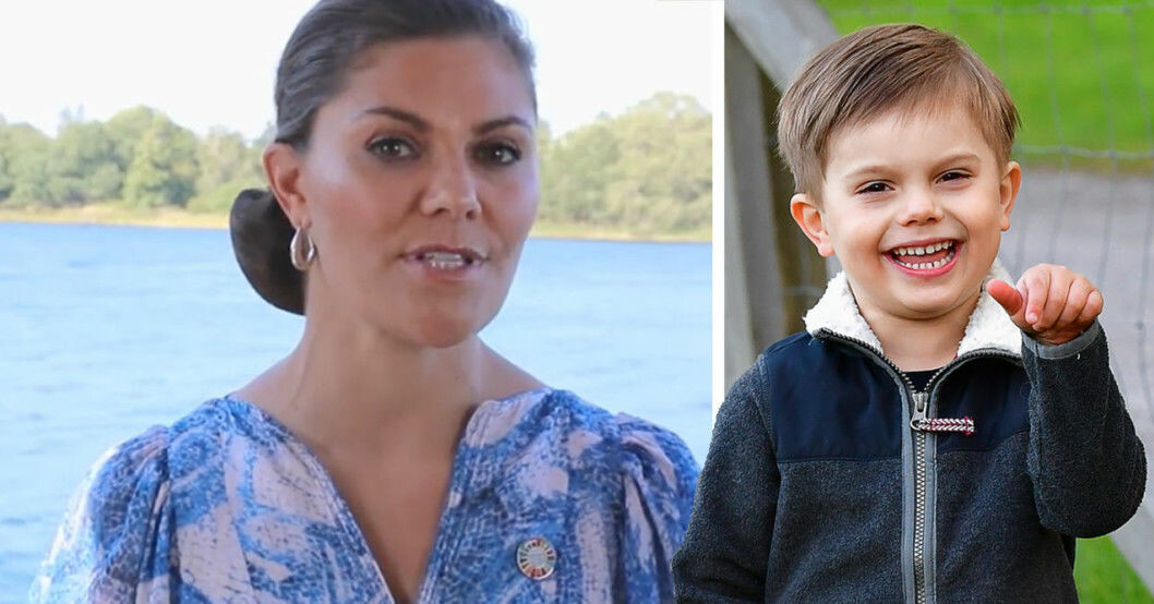Kronprinsessan Victoria får lite välbehövlig hjälp med prins Oscar.