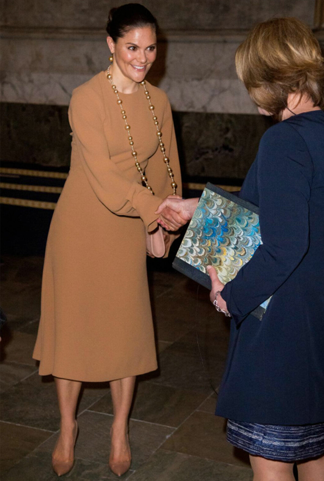 Kronprinsessan Victoria hade på sig en kolafärgad klänning