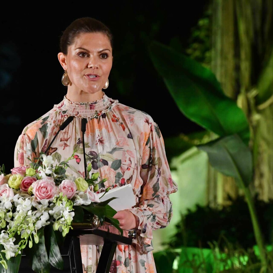 Ett viktigt besök – och minst två tal. Kronprinsessan Victoria håller tal.