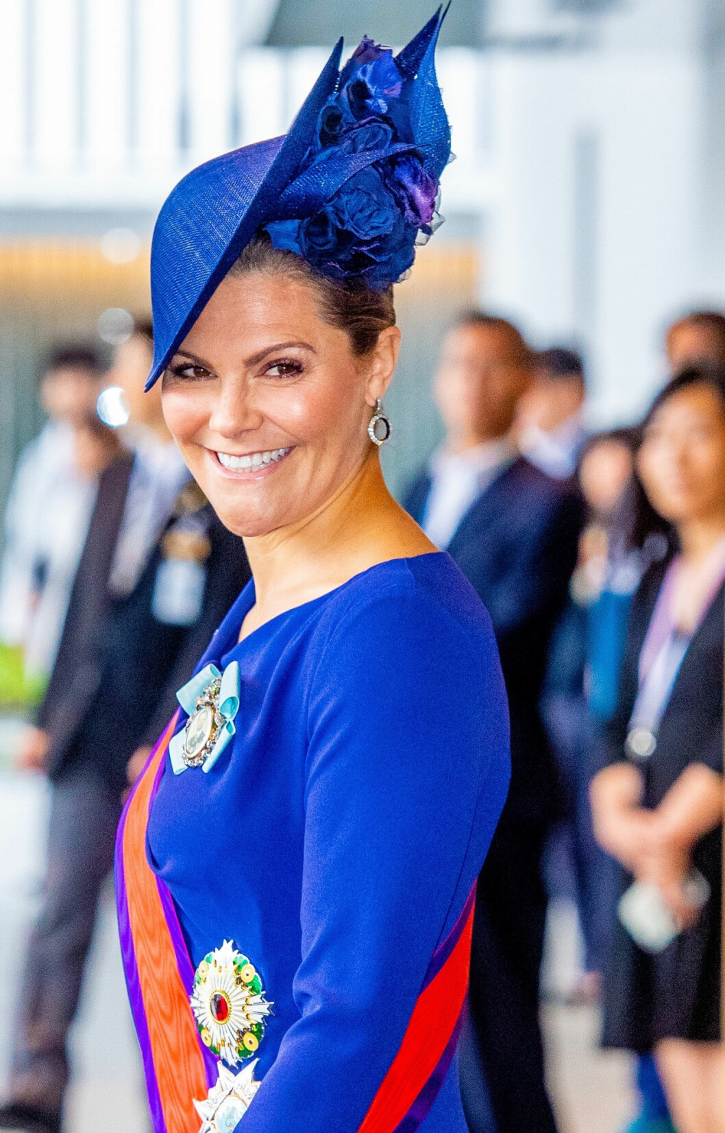 Svenska-flaggan-blått på kronprinsessan Victoria! Svenska-flaggan-blått på kronprinsessan Victoria vid kröningen i Tokyo