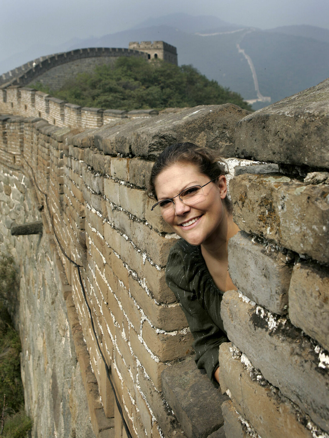 Kronprinsessan på kinesiska muren, år 2005. kronprinsessan victoria kina 2005