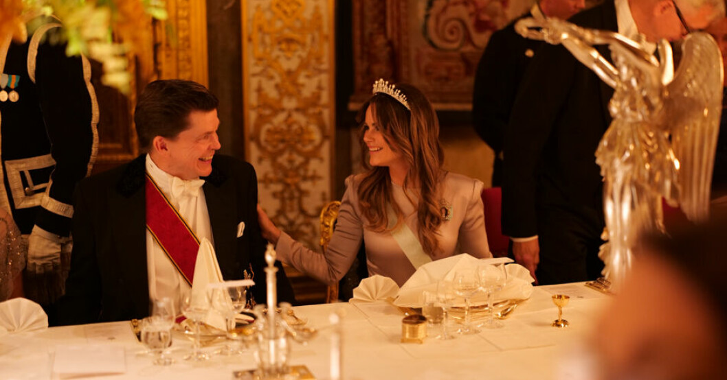 Andreas Norlén och prinsessan Sofia på torsdagens kungamiddag