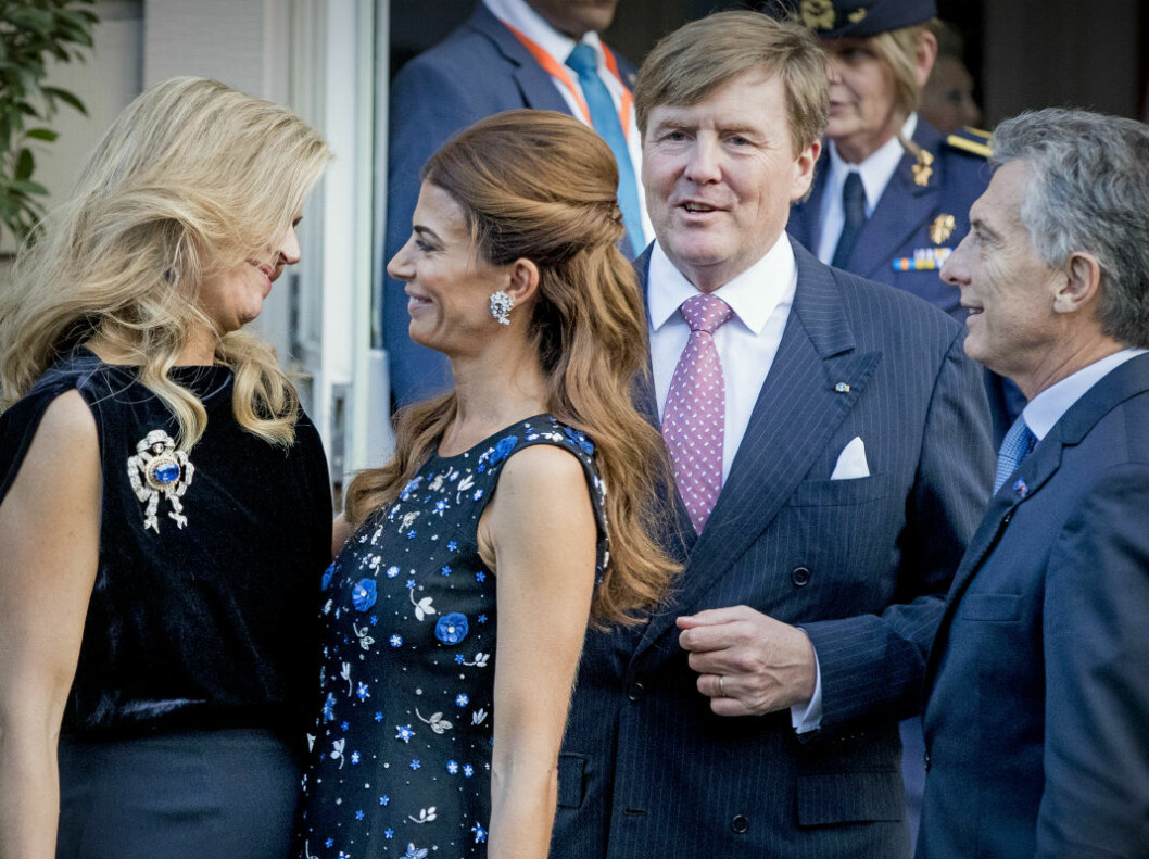 Kungaparet med Argentinas president Mauricio Macri och hans hustru Juliana Awada.