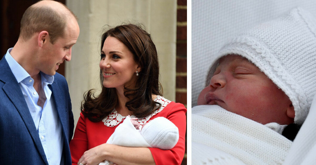 William och Kate står utanför St Mary's hospital och visar upp sin nyfödda son.