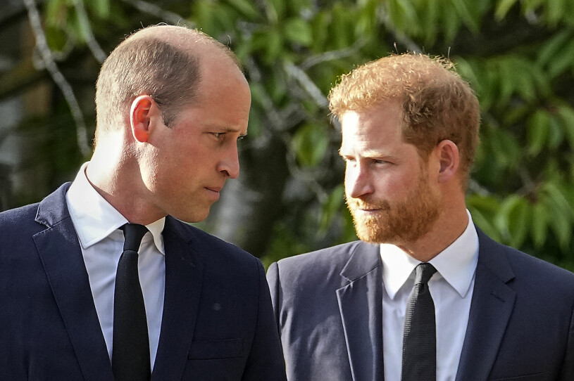 En stark bild på de två bröderna i sorg. Prins William och prins Harry