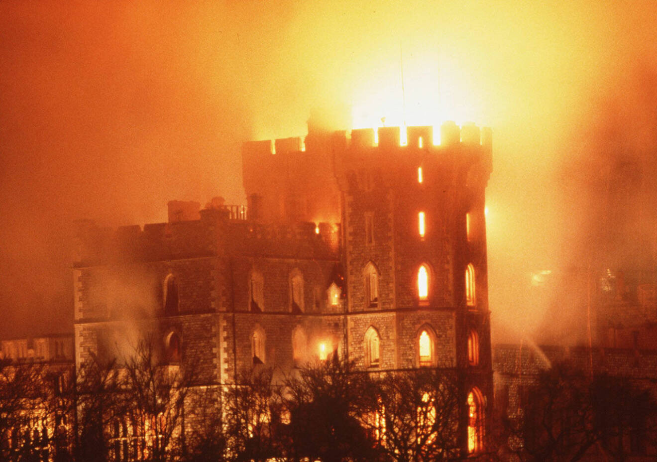 Den stora slottsbranden på Windsor 1992.