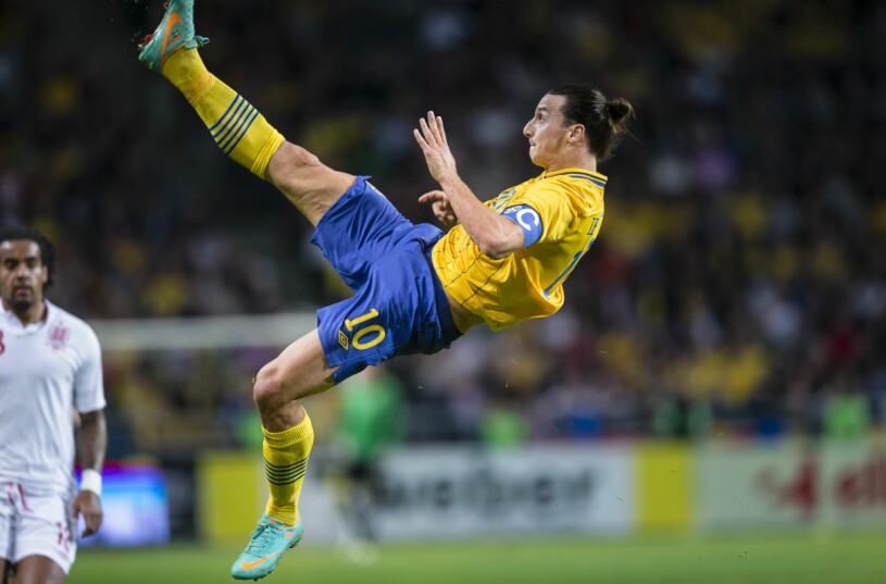 Zlatans otroliga cykelspark rätt in i mål från 30 meter, mot England 2012.